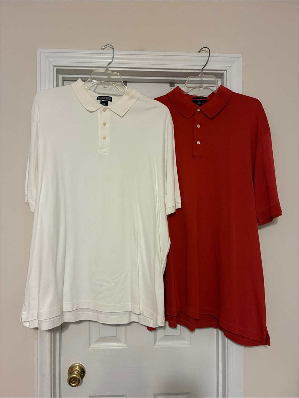 Lands' End Men's Polo lot of‎ 2 in White and dark orange